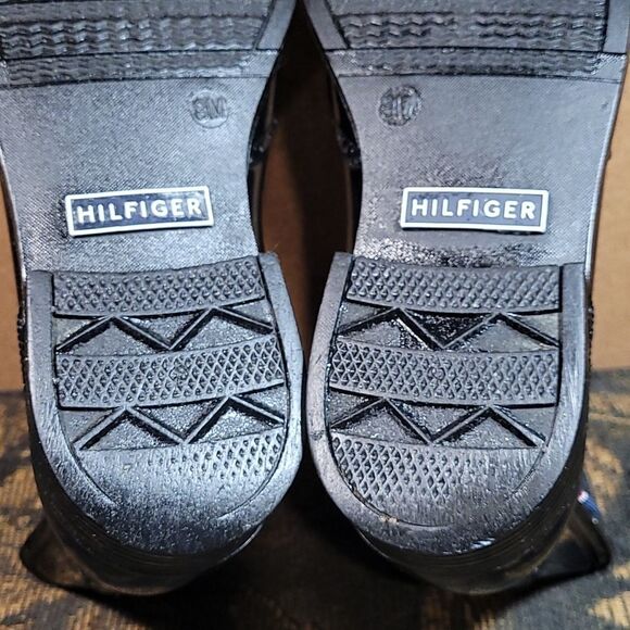 Rare Tommy Hilfiger Wing Tip Black Rain Boots- Size 9 - Picture 8 of 9